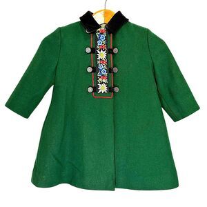 Vintage FW Fisher Macwil Wool Girls Coat Green 5